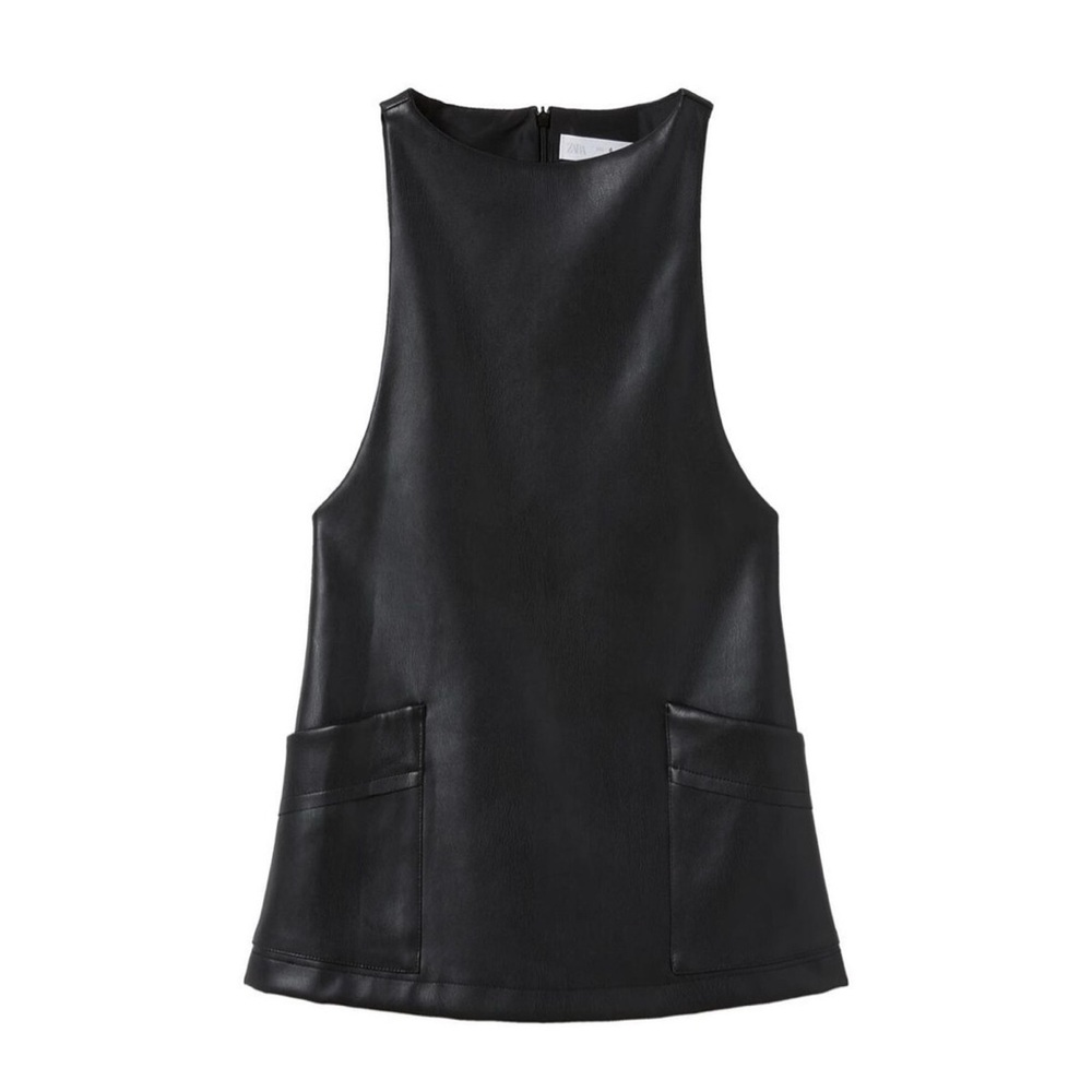 Zara Faux Leather Pinafore Dress
